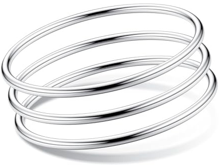Morfetto Armband i rostfritt stål, 14 karats guldpläterad, 3 mm, tunna och runda armband i rostfritt stål för kvinnor, stapelbara och glänsande armband, 21.59 centimeters x 0.03 centimeters, Rostfritt