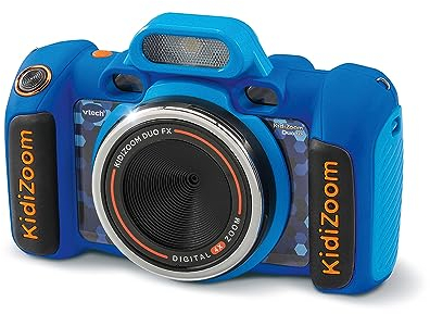 VTech - KidiZoom Duo FX Bleu, Appareil Photo Numérique Enfant, Photo, Selfie, Vidéo, Écran Couleur, Studio BD, Filtres et Effets Rigolos, Cadeau Enfant de 4 Ans à 12 Ans - Contenu en Français
