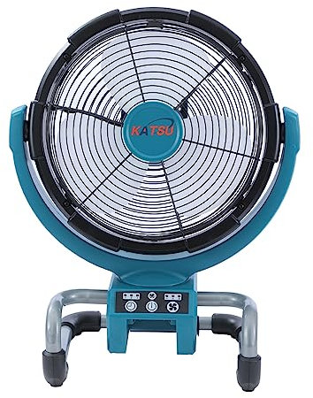 KATSU FIT-BAT 18V/21V Cordless AC/DC Camping Jobsite Fan 12 Inch 3 Speed 3 Timer Control Electric Portable Desktop Fan for Workshop Indoor Outdoor, No Battery and Charger