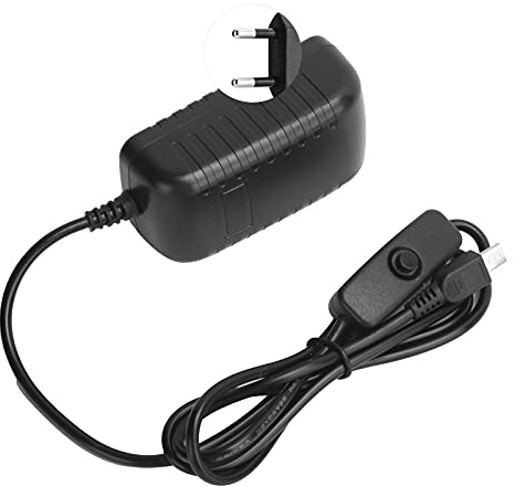 Strömförsörjning 5V 3A med Strömbrytarknapp, Integrerad Micro USB-adapter för 3B+/3B/2B ()