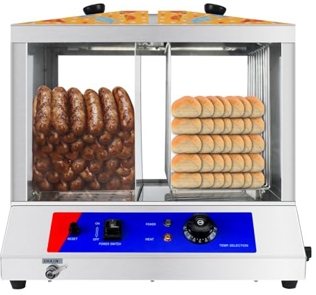 NJTFHU Hot Dog Steamer 36L Hot Dogs Buns Steamer for 100 Hot Dogs & 50 Electric Bun Warmer Cooker with Thickened Tempered Glass Stainless Steel