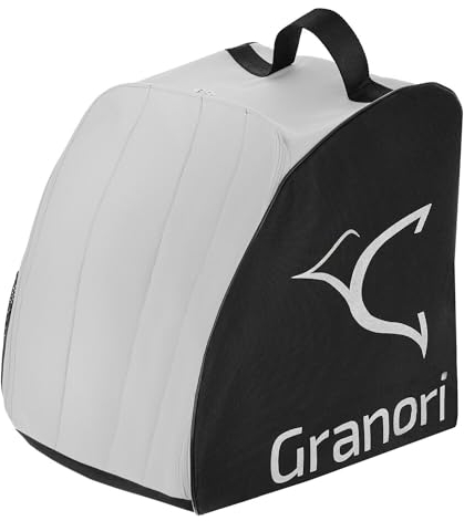 Granori Skischuhtasche Skistiefeltasche mit Rucksackfunktion sowie Platz für Helm und Zubehör | Skischuhrucksack Bootbag Helmtasche Ski-, Snowboard- und Schlittschuhe (Grau-Schwarz)