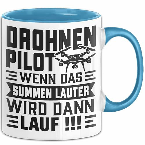 Geschenke Drohnen-Fans Modellbau Piloten Tasse Drohne Quatrocopter Rc Geschenk-Idee Becher Wenn Das Summen Lauter Wird (Blau)