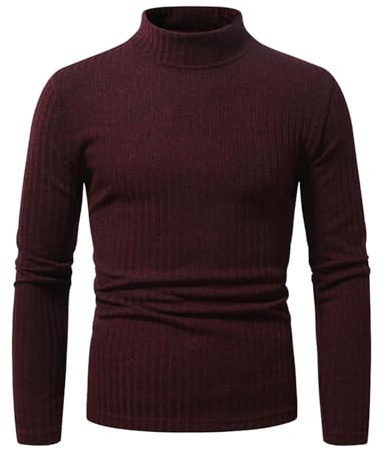 JIANROU Pull Homme Automne Hiver Chaud Tricoté Couleur Uni Sweater,Col Roulé en Cachemire Homme Pull Grosse Maille Laine Pull De Noel Pull Basic Pull en Maille Torsadée Pull Basique