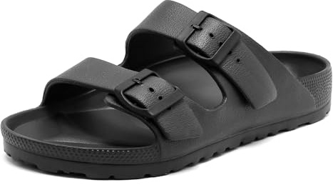 Foinledr Pantoletten Sandalen Damen Herren, Bequem & Weich – Sommer Schlappen mit Einstellbarer Schnalle, Rutschfeste Cozy Slides, Flach Mules Clogs, Orthopädische EVA Hausschuhe & Badelatschen