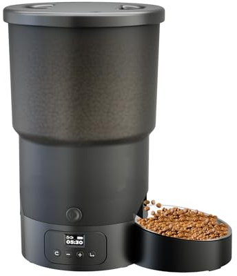 Gimars 5L Automatic Cat Feeders, Programmable 1-6 Meals per Day Timed Automatic Cat Food Dispenser with Display LCD for Easy Set Up - Portion Control Auto Pet Feeder for Cats and Small Dogs - Black