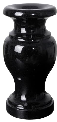 Cemetery Vase, Granite Grave Vase Polished, Black Memorial Stone Vases with Draining Hole for Home Tabletop, Cemetery Flowers, Grave Headstone Decorations (1pc, Polished Black)