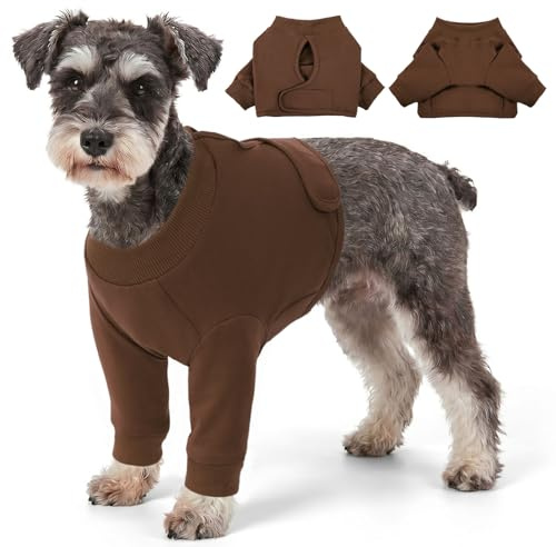 CITÉTOILE hundbody efter oper, sårskyddsdräkter för hundar med ben, främre benskydd för skada hund, anti-sårläckage Op Body hundar, E-krage alternativ, brun, XS