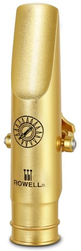 ROWELL Alto Saxophone Metal Mouthpiece Jazz Sax Mouthpiece- 5-Level Adjustable Ligature & Protective Cap Rich Full Tone -Ideal for Jazz, Bebop, Cool Jazz