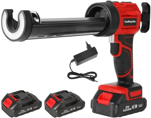 Pistolet Silicone électrique pour 18V,Batterie 1500mAh,Pistolet Silicone avec LED,4 Vitesses Réglables,Pompe a Silicone electrique 300ML Sceller,Anti-goutte,pour Étanchéité,Mastic (2 Batteries)