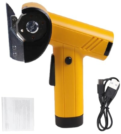 Cortador de tela recargable de 4,2 V, 4 velocidades, cortador giratorio eléctrico inalámbrico, máquina de corte de cuero eficiente para manualidades, costura, embalaje, proyectos (Yellow)