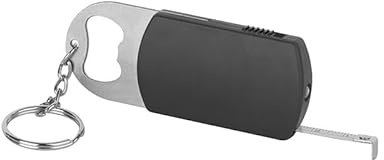Flerfunktionell nyckelring med hög ljusstyrka LED flasköppnare och meter multifunktionell metall och ABS nyckelring 3,2 x 8 cm anpassningsbar krom ring fickgadgets (1, svart)