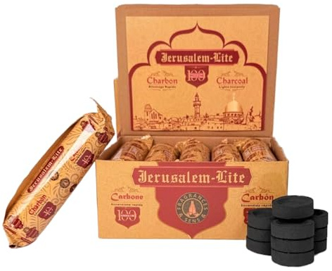 Carboncini Naturali 100% Ecologici per Incenso in Grani e Resine – Lunga Durata, Inodori e a Basso Residuo di Fumo – Ideali per Bakhoor, Meditazione e Aromaterapia – 100 Pezzi da 33mm