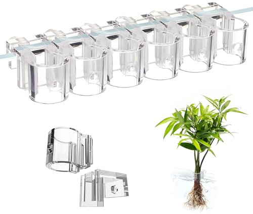 6 Supporti per Piante d'Acquario, Supporto Riutilizzabile per Piante d'Acquario, Scaffale Trasparente Sospeso per Piant Acquatiche, Installazione Semplice, per Acquari con Spessore Vetro da 0,3-0,6