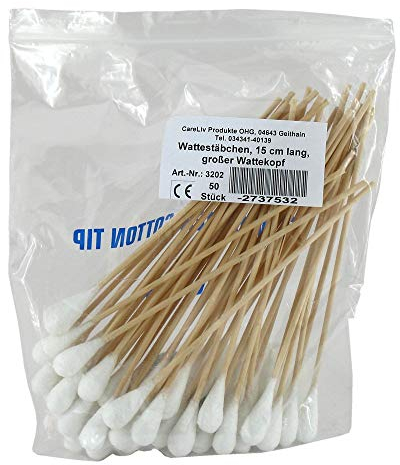 WATTESTÄBCHEN mit Wattekopf 15 cm groß 50 St