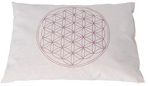 Zirbenholz-Kissen mit Blume des Lebens in Lila, 26 x 19 cm, Wärmekissen, Zirbenpolster