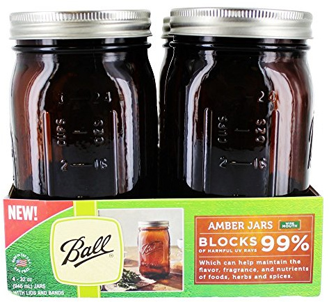 Ball Wide Mouth Canning Jars, Quart, Amber, 4 Count,1440069046