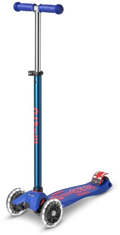 Micro® | Maxi Deluxe LED Patinete 3 Ruedas Niños | Ruedas con Luces LED | Sistema de Giro por inclinación | Altura Regulable | 5-12 Años | Niños y Niñas
