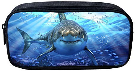 Showudesigns Federmäppchen für Kinder, Segeltuch, Hai-Motiv, für Stifte, Organizer, Schreibwaren, Kindermünzen
