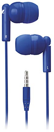 Music Hero Auricolari a Filo Stereo con Cavo Jack 3.5 mm da 1.2 m, con Microfono Integrato e Tasto per Risposta/Fine Chiamata, Blu
