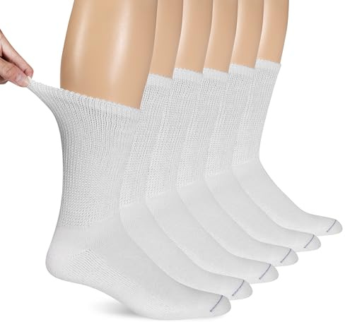 Dr. Scholl's Mens Diabetes & Circulator - 4 6 Pair Packs Non-binding Comfort And Moisture Management Sock, White, 7-12 US