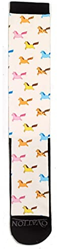 Ovation Chubby Ponies Adult Unisex Multicolored Animal Print Crew Length Reinforced Toe Moisture Wicking Riding Equestrian SOCKS 6-10 Size 1 Count
