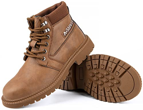 IYVW 813 Chaussures de Sécurité Hommes S1 SRC Embout Acier Protection Antidérapante Léger Respirante Basket de Travail Marron Clair 38 EU