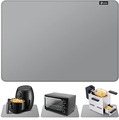 FLASLD Heat Resistant Mat for Air Fryer Site on, Fireproof Silicone Mats for Kitchen Counter, Countertop Protector, No-slip and Waterproof (12X18, Gray)