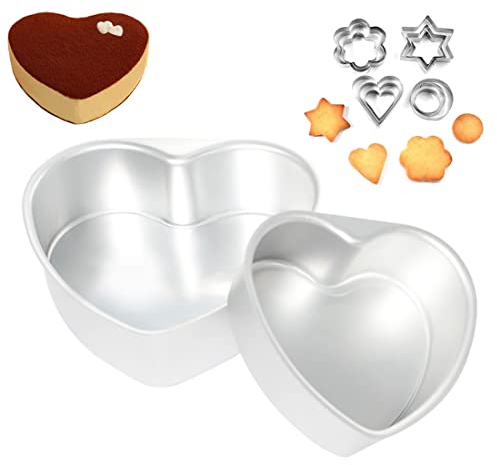 WODEJIAOBAO Teglia a forma di cuore, in alluminio a forma di cuore, antiaderente, per cucina domestica (6 pezzi)