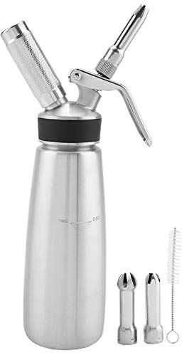 Contenitore Per Panna Montata, Caricatore Per Panna da 500 Ml in Acciaio Inossidabile, Tre Opzioni di Ugelli Per La Produzione di Panna Versatile(500ML)