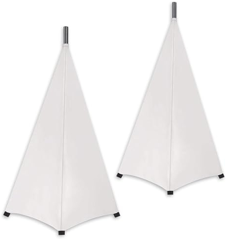 Cubierta para soporte de altavoz, 2 piezas, cubierta para trípode, para altavoces, doble cara, para DJ, luz para altavoces, trípode, cubierta adecuada para fiestas, bodas, actuaciones (blanco)