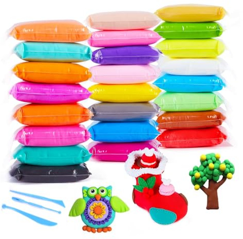 WYRGQIQN Kit di Pasta da Modellare, 24 colori, Plastilina Polimerica Ultra Leggera, Argilla Polimerica, Argilla Modellante fai da te con Stru
