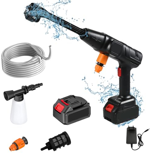 SIUKE Lavadero de Autos Motor sin escobillas de Cobre Sin Cable 5 en 1 Lavadora a presión inalámbrica de Alta presión Pistola de Agua para automóvil Generador de Espuma de Agua Limpiador en