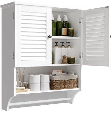 ChooChoo Medicine Cabinet, Bathroom Wall Cabinet, 2 Doors Over The Toilet Space Saver Storage Cabinet with Large Space, White