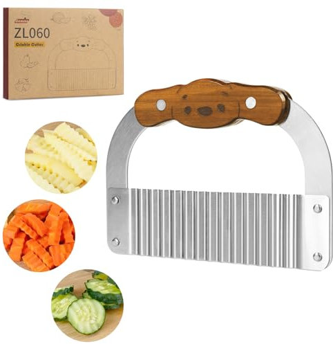 Zlemma coltello ondulato per bambini con punta arrotondata sicura, coltello ondulato a forma di orso con manico in palissandro e lama in acciaio inossidabile giapponese 420J2