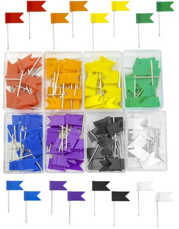TTQiAnJ 160 Pcs Epingles Drapeaux avec Boîte,Push Pins Plastique Drapeaux,Épingles à Drapeaux Multicolores,pour Carte du Monde,Tableau d'affichage,8 Couleurs