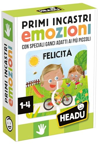 Headu - Primi Incastri Emozioni - Manualità e Curiosità per i più Piccoli, per Bambini 1-4 Anni, Un Gioco Educativo Made in Italy