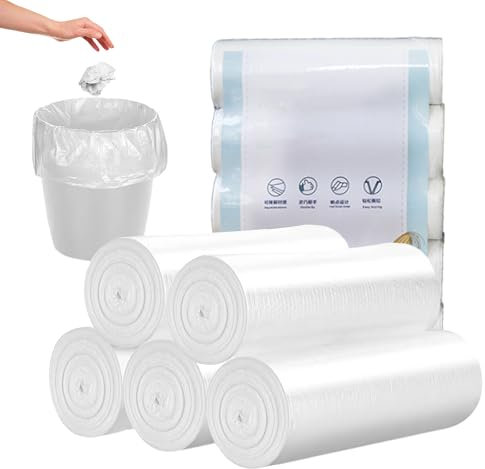 Sacchetti biologici per la spazzatura, 100 pezzi, Sacchetti Per Rifiuti Biodegradabili 10 litri per cucina e ufficio, Bianco, 45 x 50 cm