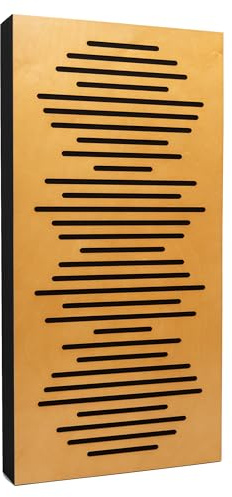 Bluetone WaveFuser PRO akustikpanel, ljudisolerande paneler, trä diffusor, ljudabsorberande vägg, akustisk behandling av inspelningsstudio, hemmabio, vardagsrum (Ek ljus, 100x50x5cm)