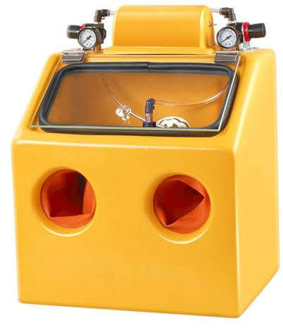 FBJAMZ Bench Top Sand Blaster Cabinet, Heavy Duty Wet and Dry Sandblaster Fine Sand Blasting Machine w/Foot Switch/Light