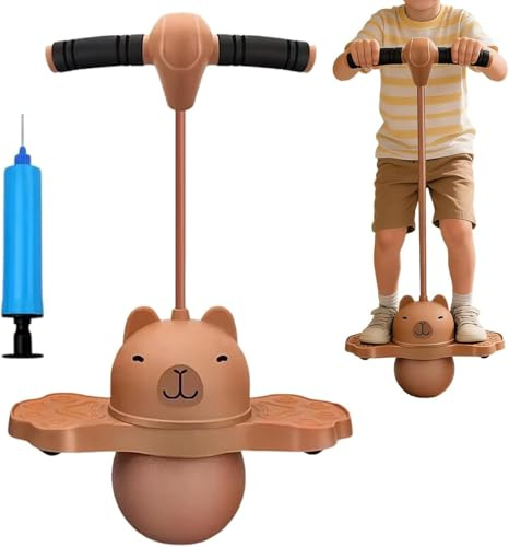 Generisch Capybara Pogo Stick, Capybara, giocattolo salto con pompa ad aria, capacità di carico di 200 kg, antiscivolo, divertente dispositivo attivo per bambini, adatto per bambini