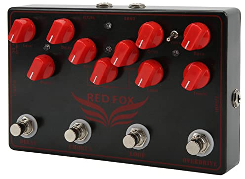 ZAWELIYO Synthesizer Guitar Pedal Multieffects Black 4 in 1 med Delay Chorus Loop Overdrive för Musiker
