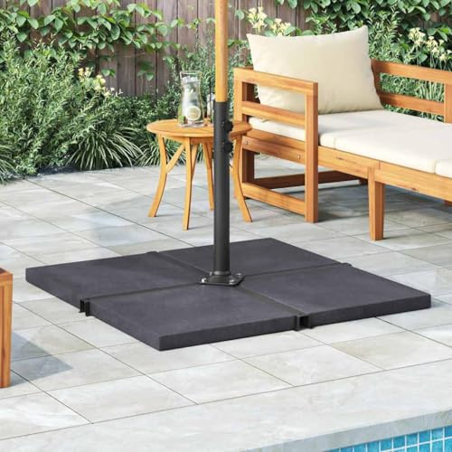 Ziaphsol Plataforma de peso para sombrilla de granito negro, 25 kg, cuadrada, 47 x 47 cm, base para balcón, terraza, jardín, para contrapeso y estabilidad del viento con soporte robusto