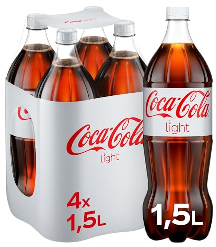Coca-Cola Light - prickelndes Erfrischungsgetränk mit originalem Coke-Geschmack - ohne Zucker und ohne Kalorien - koffeinhaltiger Softdrink in Einweg Flaschen 4 x 1500 ml