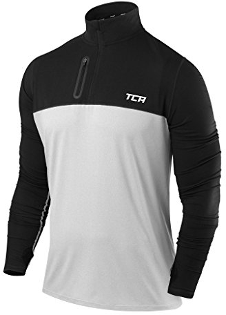 TCA Fusion Long Sleeve Running Top Men - Training Tops for Men - Golf Top Golf Clothing - 1/4 Zip Tops Mens - for Gym Hiking - Heather Grey/Black, L