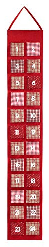 HEITMANN DECO Calendario de Adviento para Colgar y Rellenar tú Mismo, Calendario de Adviento de Fieltro, Rojo, Beige, Blanco, 39 x 23 x 3,5 cm
