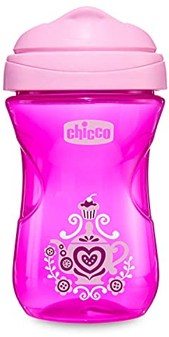 Chicco Easy Cup Bicchiere Antigoccia per Bambini 266 ml, 1 Tazza Biberon 12+ Mesi per Imparare a Bere, con Beccuccio Ergonomico Resistente ai Morsi e Valvola Facili Sorsi, senza BPA - Rosa o Viola
