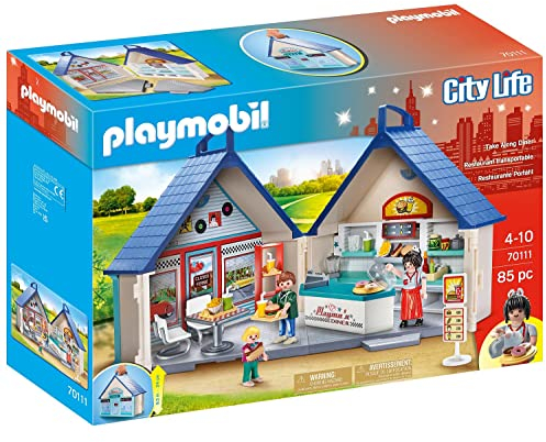 PLAYMOBIL City Life 70111 Mein Mitnehm-Imbiss, Aufklappbare Spielbox mit Griff, Mitnehm-Spielzeug, Spielzeug für Kinder ab 4 Jahren [Exklusiv bei Amazon]
