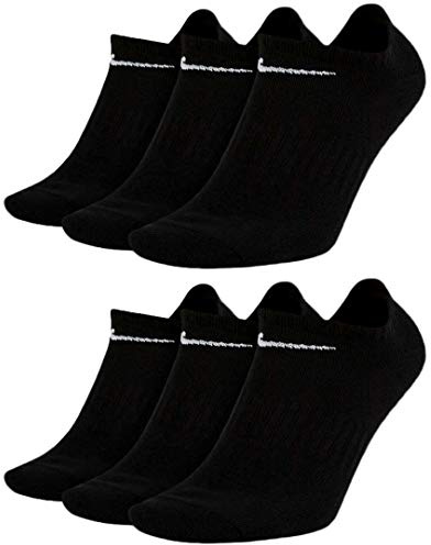 NIKE Socken 6 Paar Sneakersocken Füßlinge Socken SX7678 Weiß Grau Schwarz, Farbe:Schwarz, Socken Neu:46-50