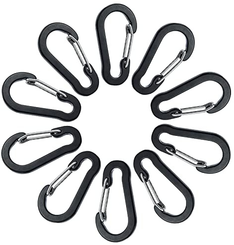 Small Carabiner Clip Aluminum Mini D-shape Spring Keyring For Keychain/Climbing/Fishing/Hiking Outdoor (Black)